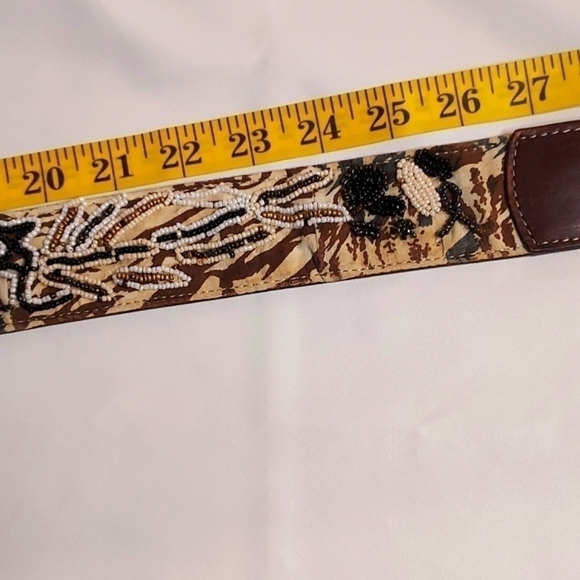 CHICO'S Western Cowgirl brown beaded faux leather belt sz M - Picture 5 of 11